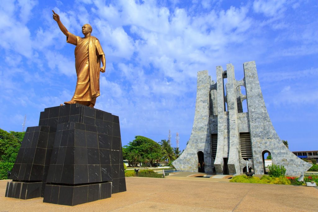 The iconic Kwame Nkrumah Memorial Park statue and mausoleum in Ghana, illustrating tourism enforcement standards as non-compliant hotels shut down in Central Region ahead of the Fetu Afahye festival